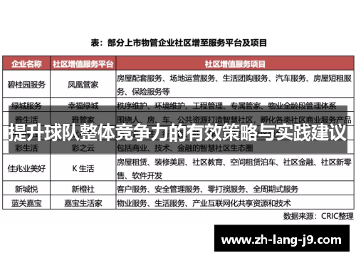 提升球队整体竞争力的有效策略与实践建议